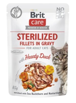 Brit Care Cat konservai Sterilized katėms maiš. Fillets in Gravy Hearty Duck 24 x 85g